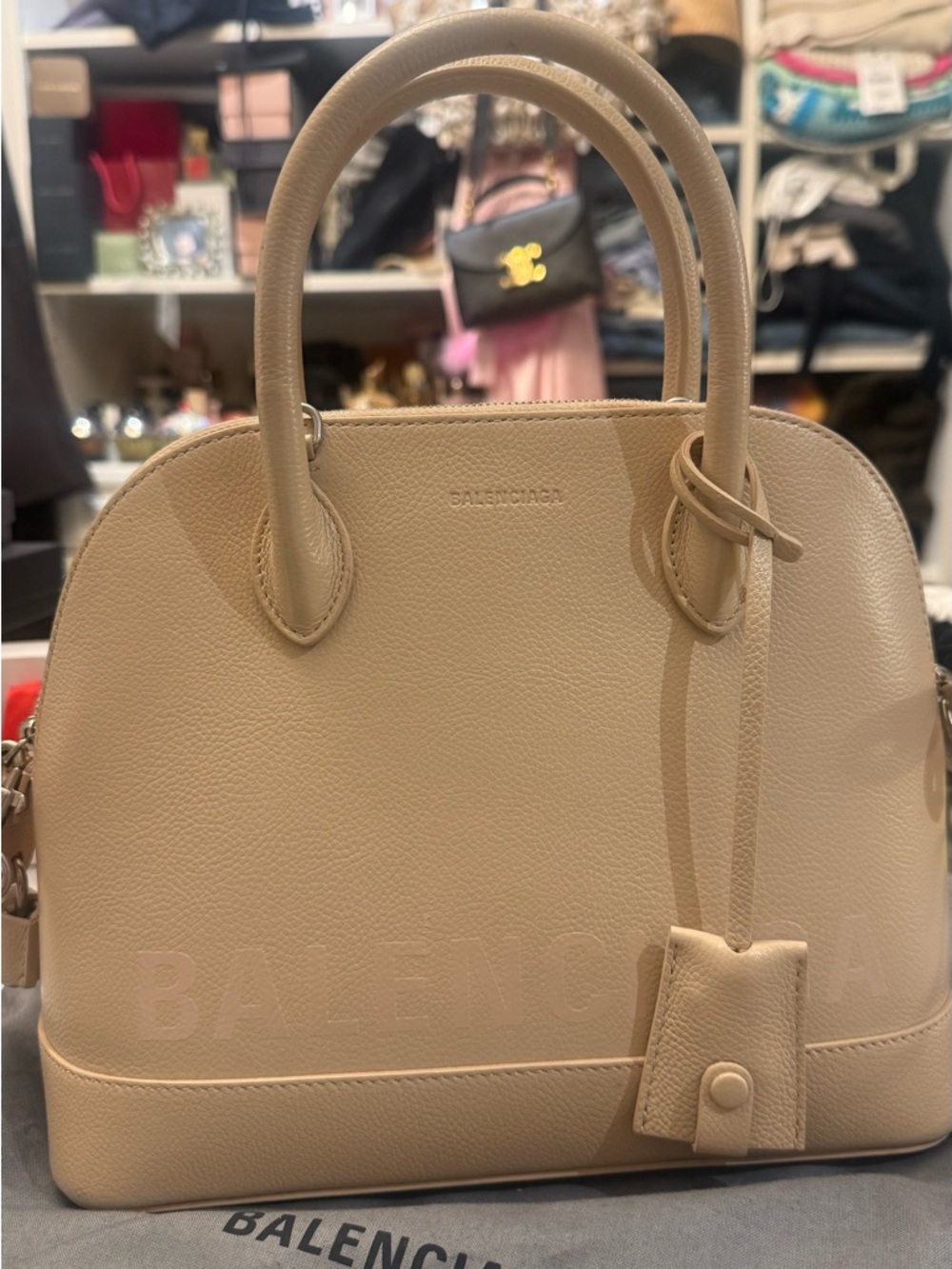 Balenciaga Beige Dome Satchel Bag
